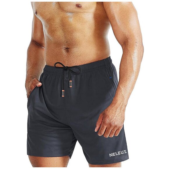 Men's 7 inch Lightweight Workout Running Shorts 6058# 3 Pack: Black,grey,blue - Picture 5 of 7